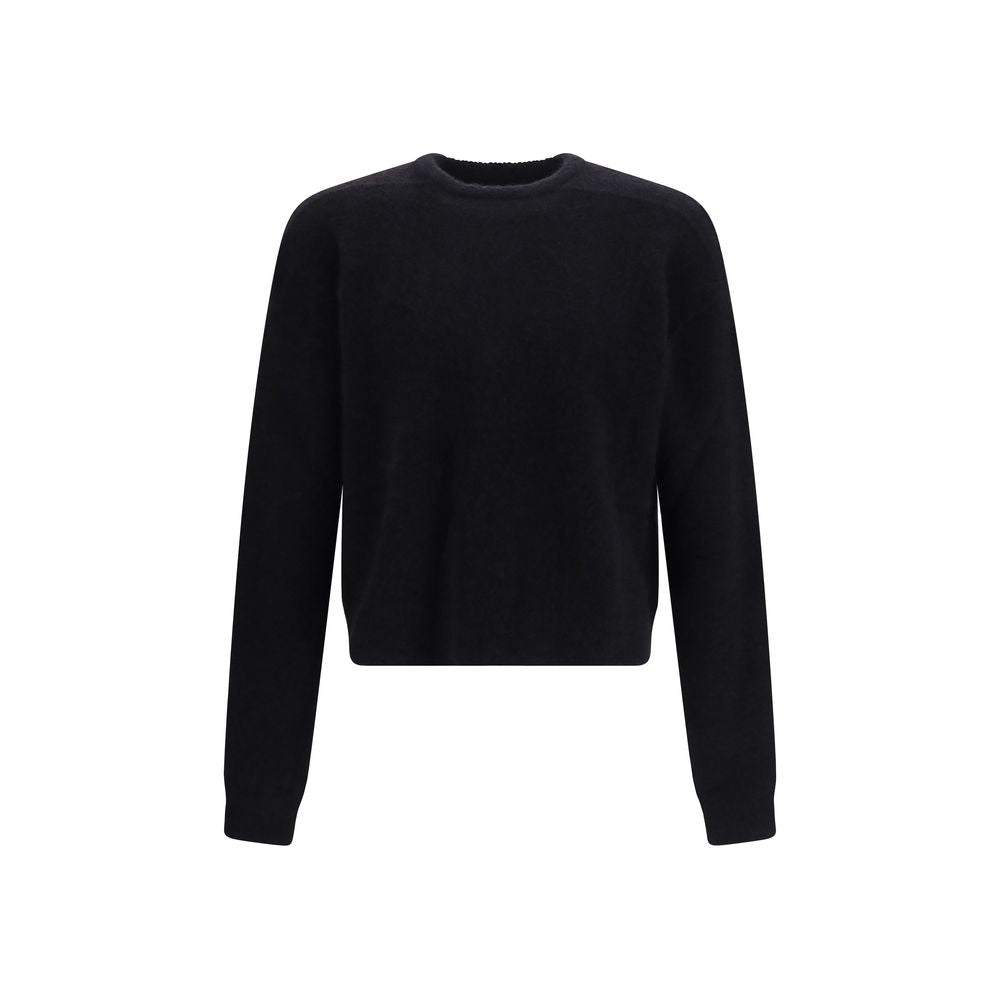 Black Alpaca Wool Crewneck Sweater