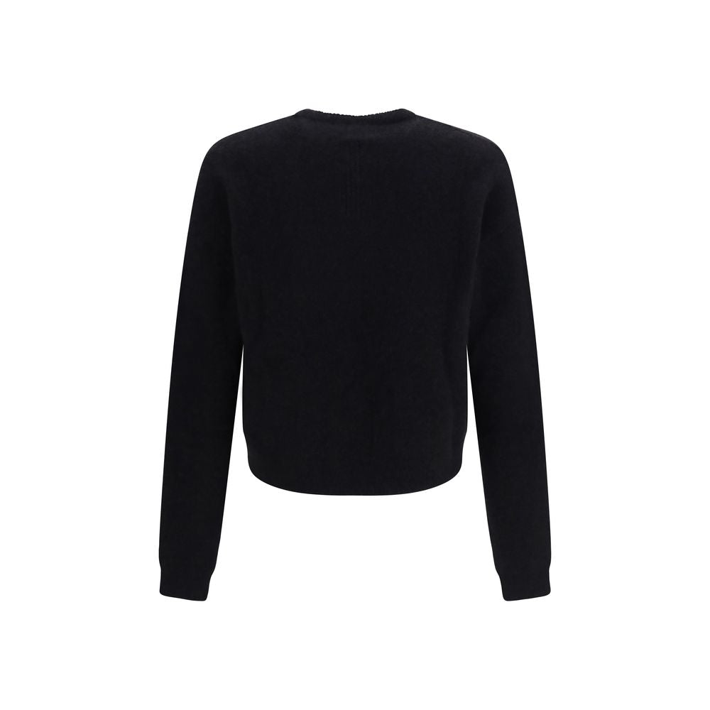 Black Alpaca Wool Crewneck Sweater
