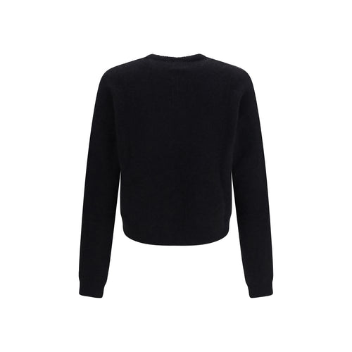 Black Alpaca Wool Crewneck Sweater