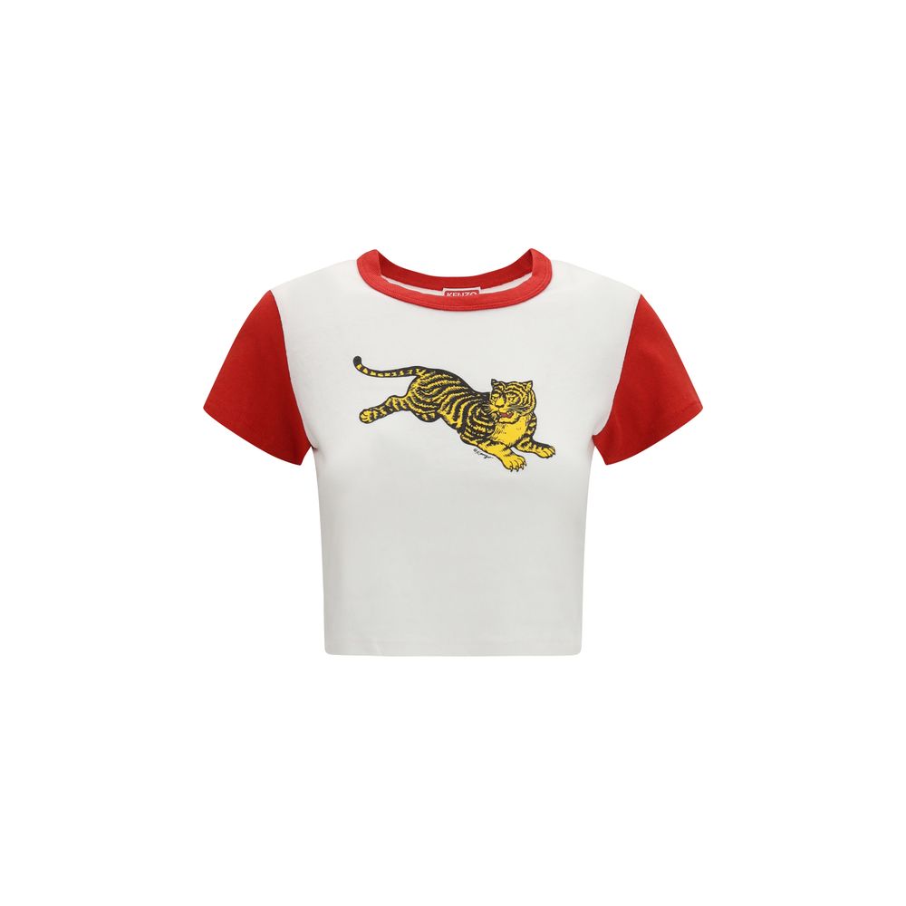 Jumping Tiger Cropped Cotton T-Shirt