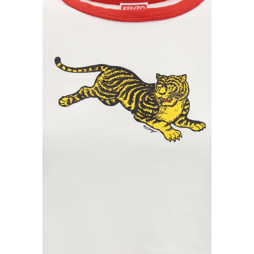 Jumping Tiger Cropped Cotton T-Shirt