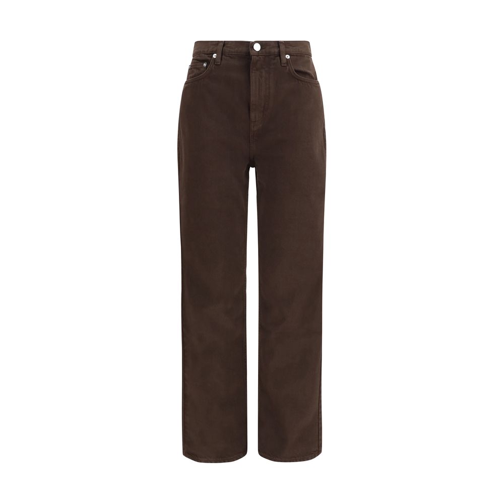 Brown Cotton Straight-Leg Jeans