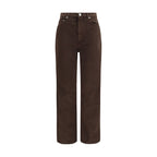 Brown Cotton Straight-Leg Jeans