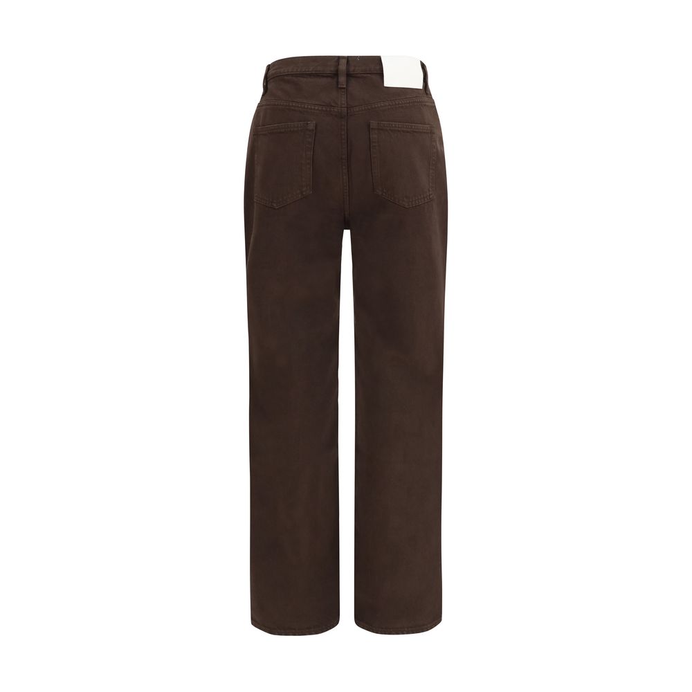 Brown Cotton Straight-Leg Jeans
