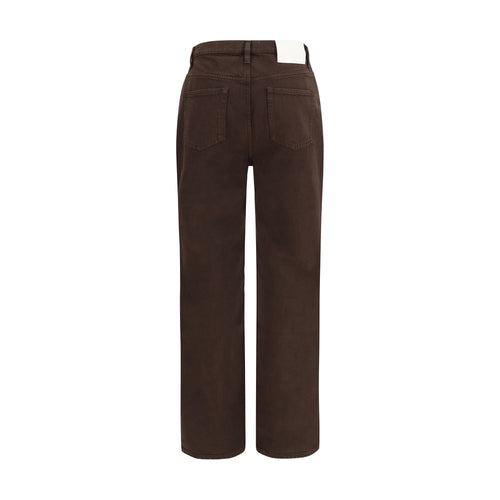 Brown Cotton Straight-Leg Jeans