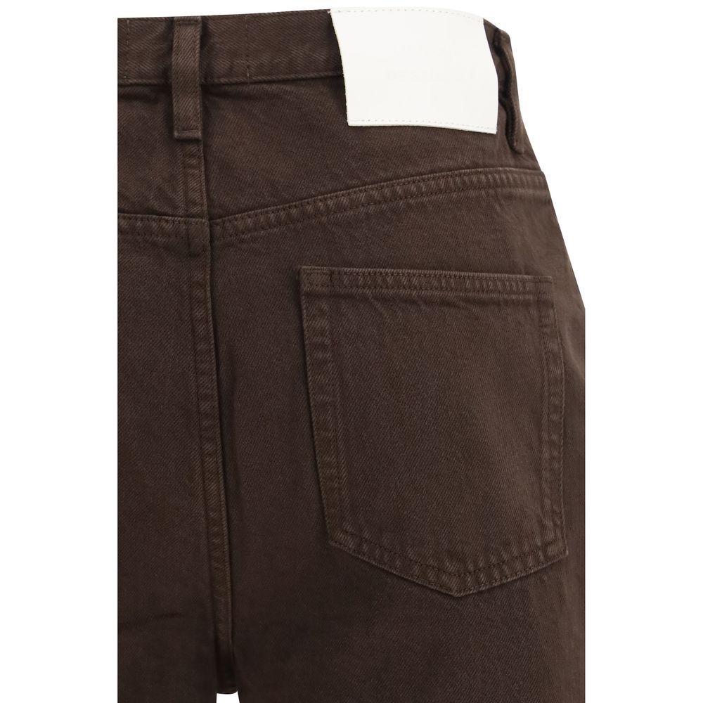 Brown Cotton Straight-Leg Jeans