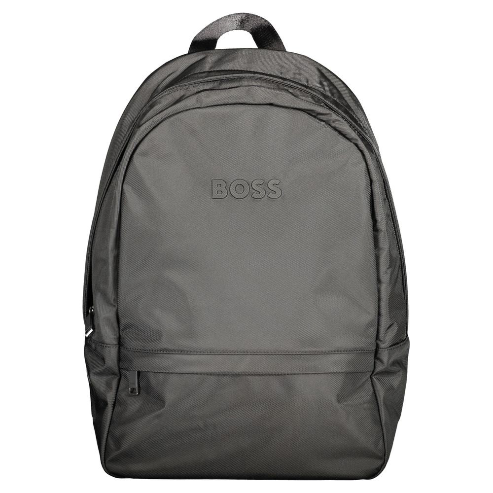 Sleek Black Polyester Backpack