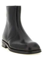 Black Smooth Lamb Leather Ankle Boots