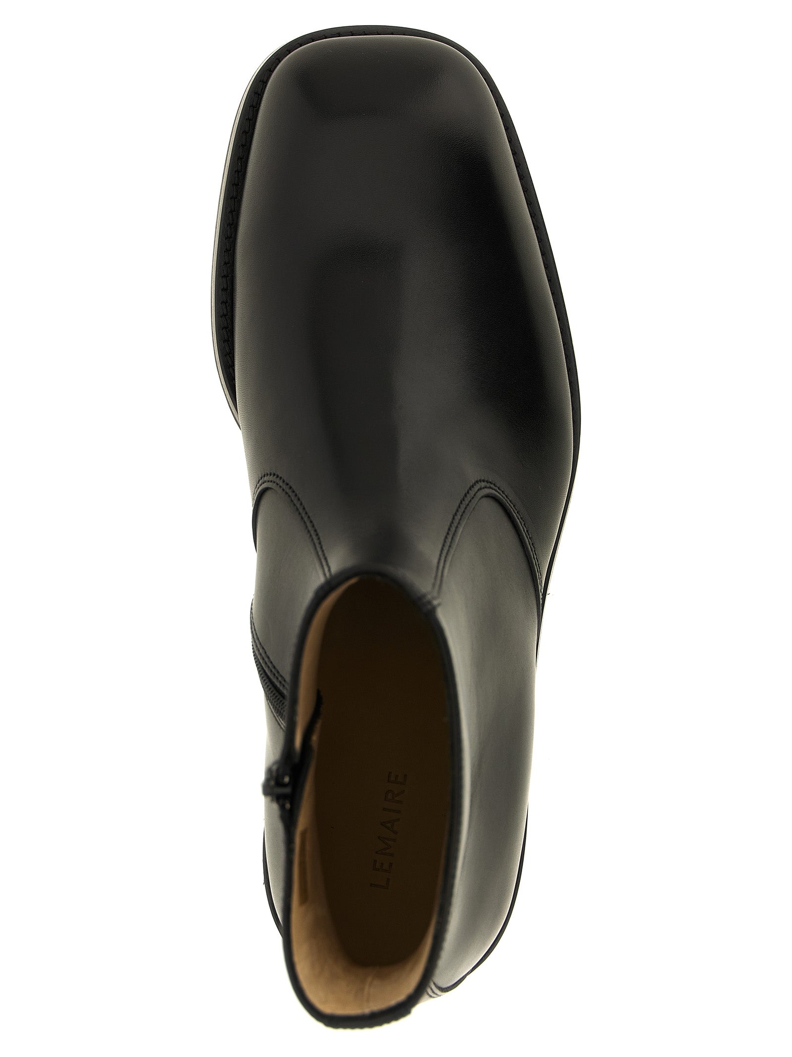 Black Smooth Lamb Leather Ankle Boots