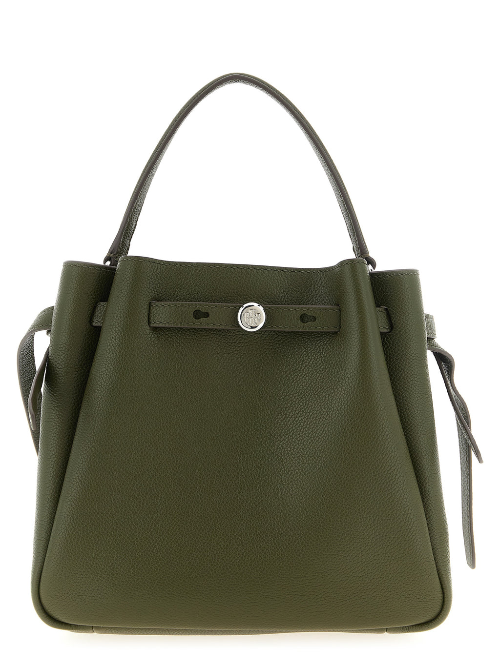 Hammered Leather Olive Green Romy Bucket Bag
