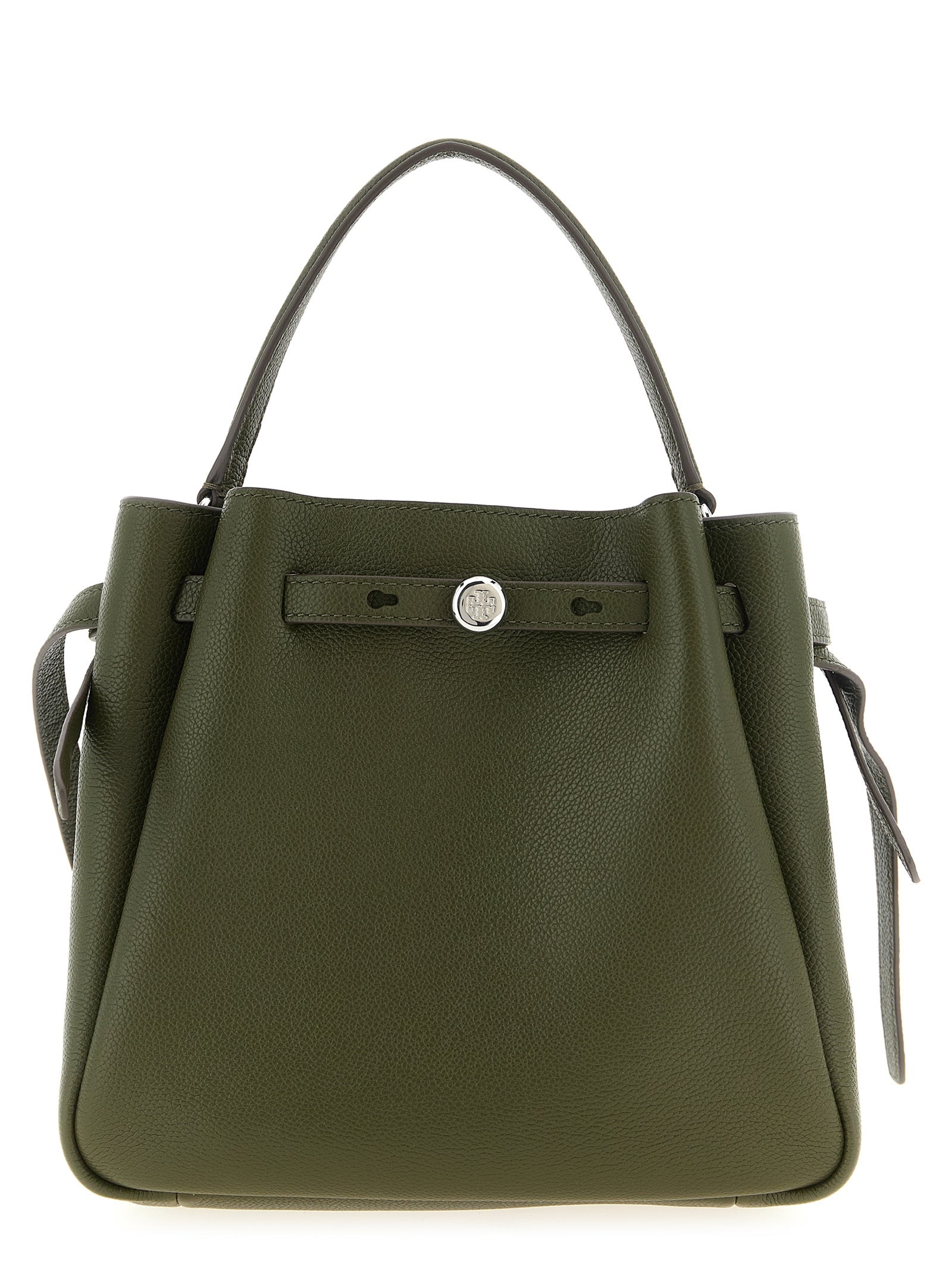 Hammered Leather Olive Green Romy Bucket Bag