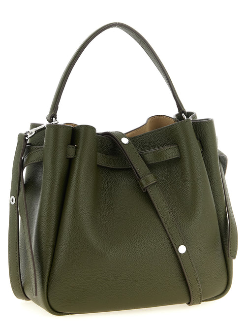 Hammered Leather Olive Green Romy Bucket Bag