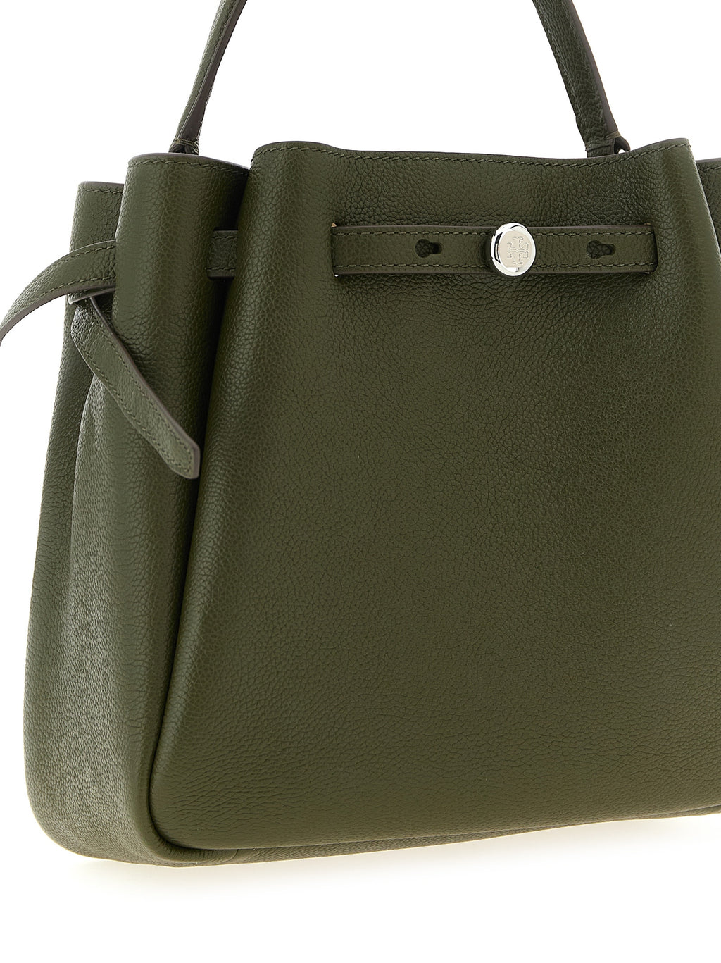 Hammered Leather Olive Green Romy Bucket Bag