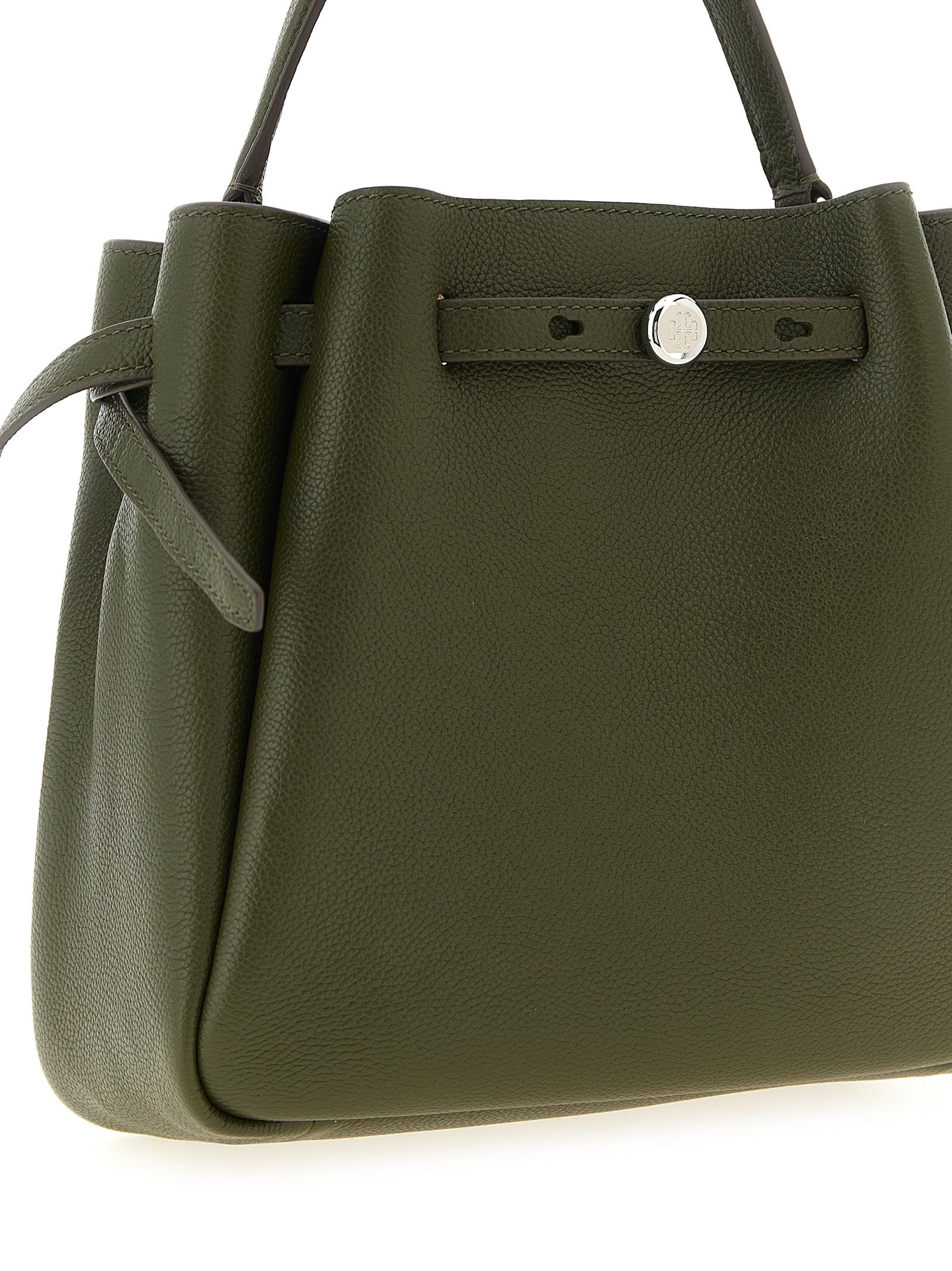 Hammered Leather Olive Green Romy Bucket Bag