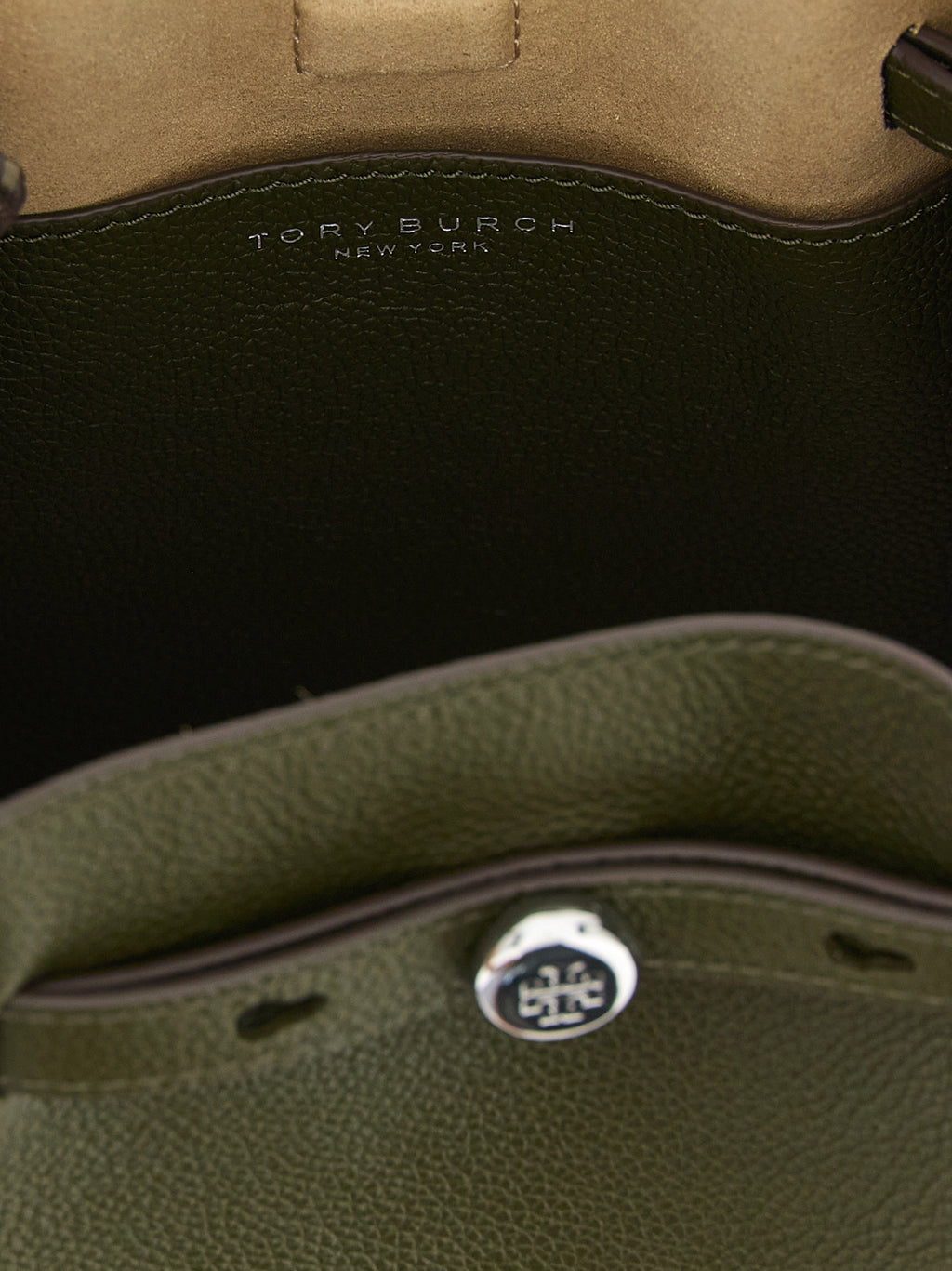 Hammered Leather Olive Green Romy Bucket Bag