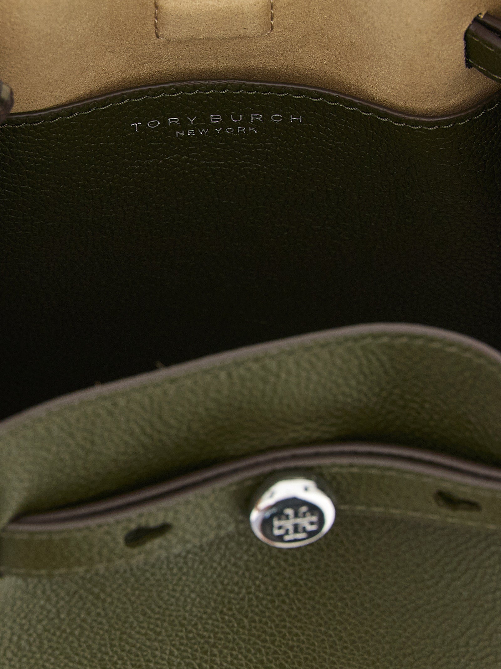 Hammered Leather Olive Green Romy Bucket Bag