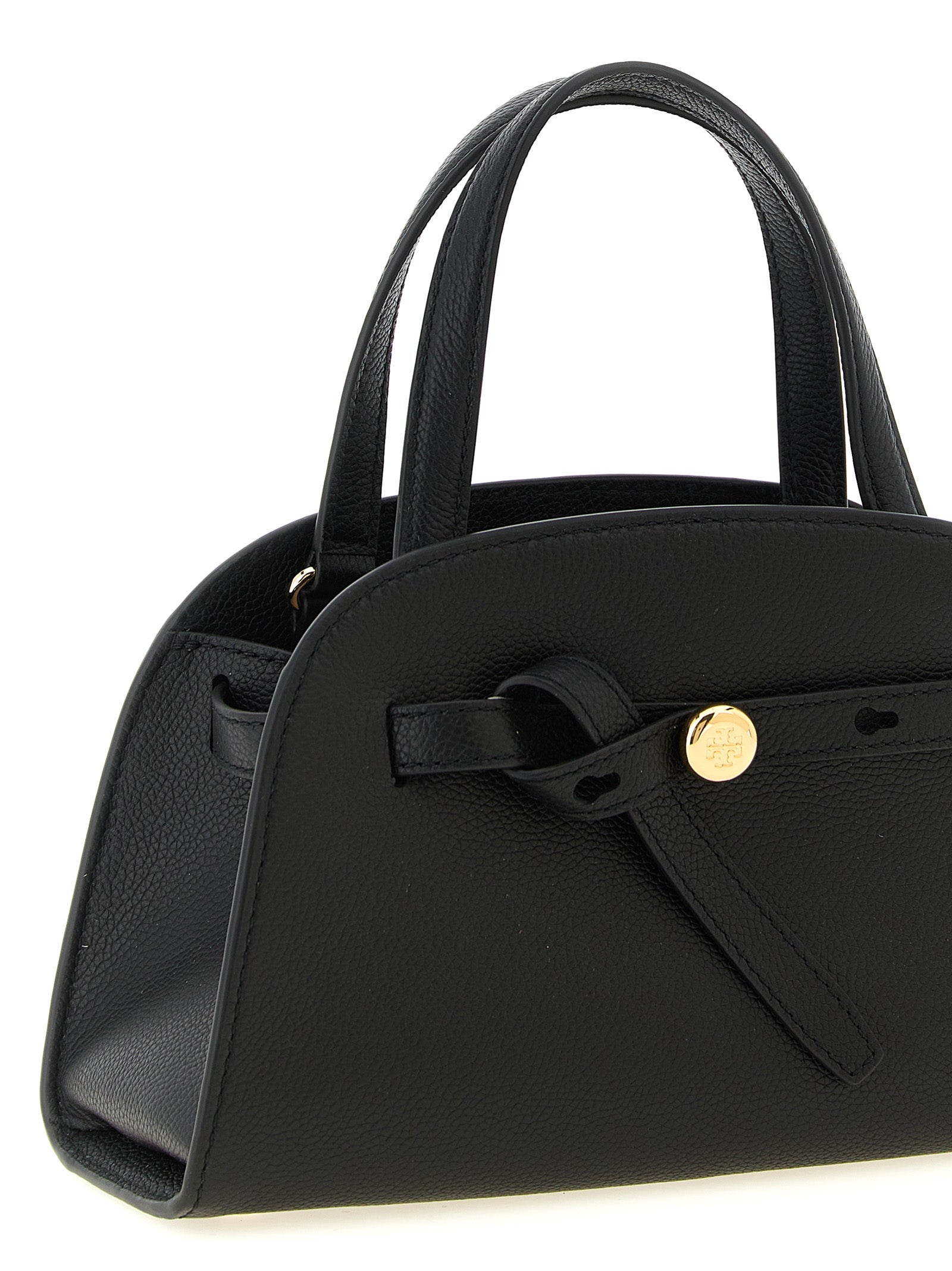 Small Bauletto Black Hammered Cowhide Crossbody
