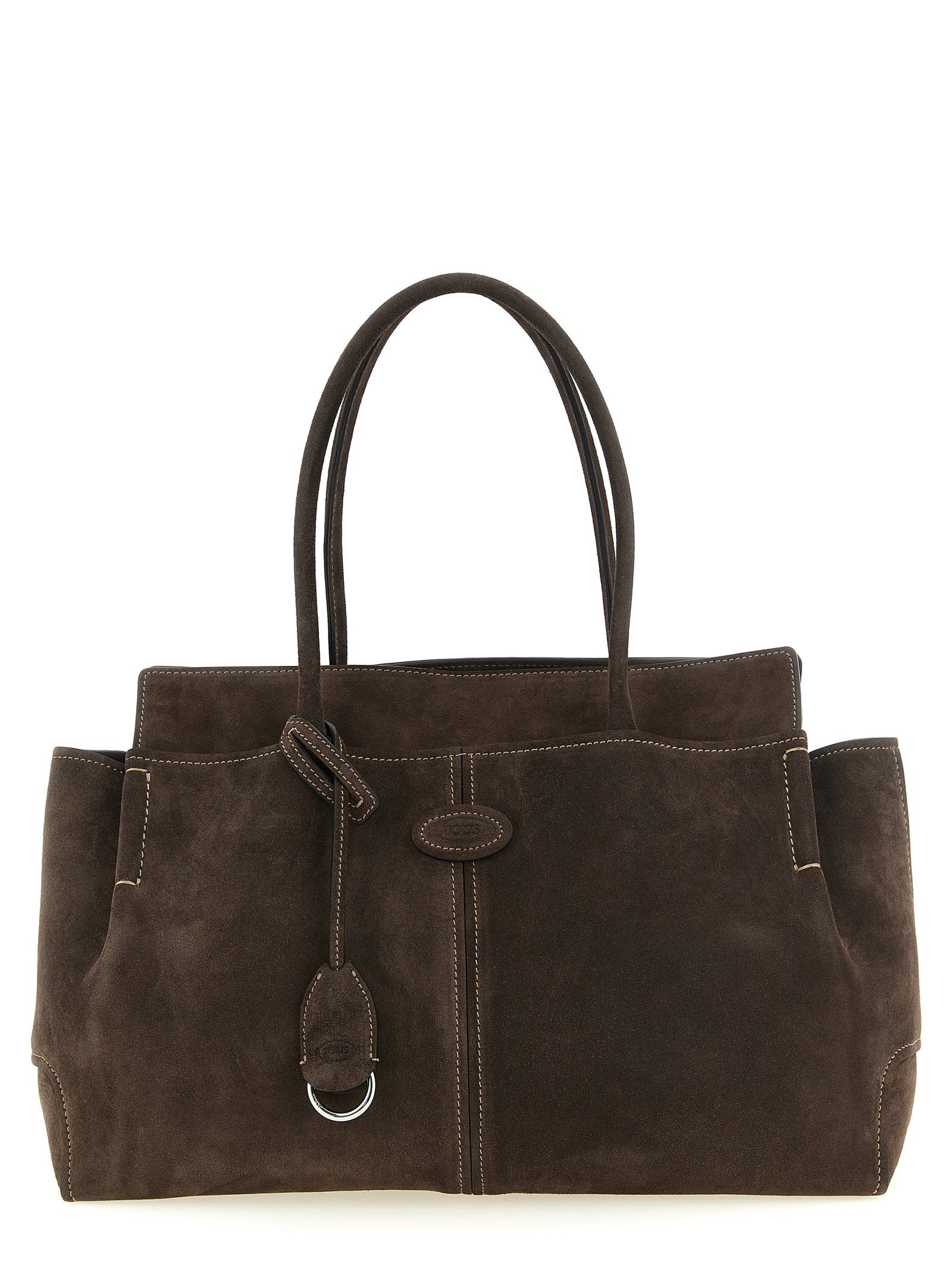 Brown Calfskin Suede Shopping Bag