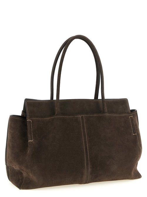 Brown Calfskin Suede Shopping Bag