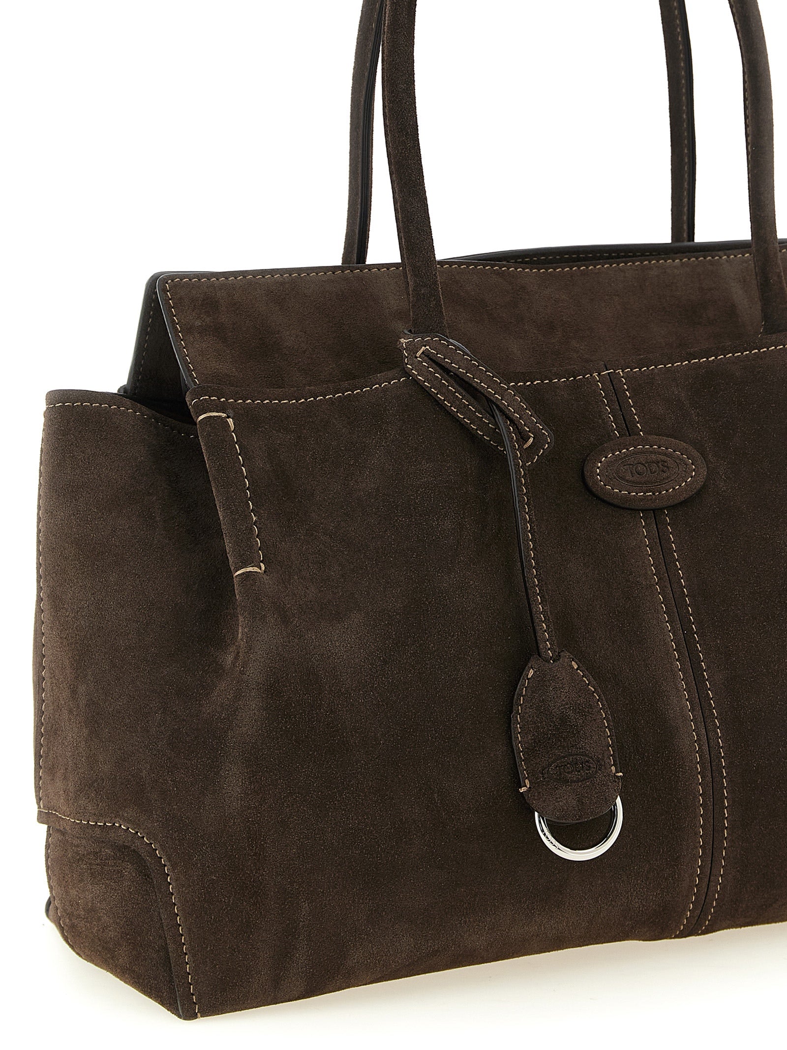 Brown Calfskin Suede Shopping Bag