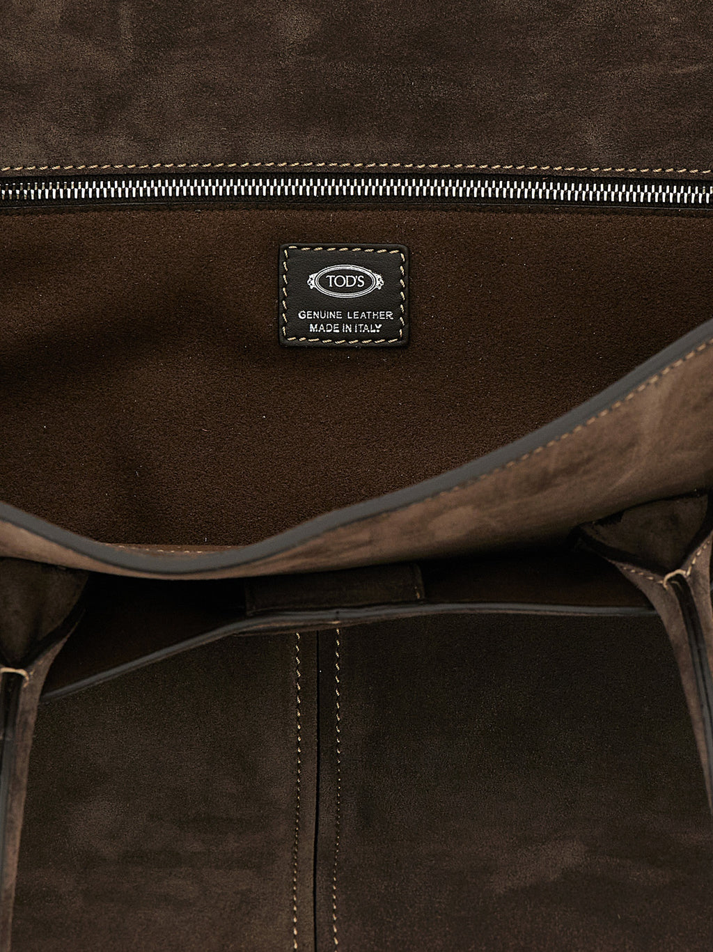 Brown Calfskin Suede Shopping Bag