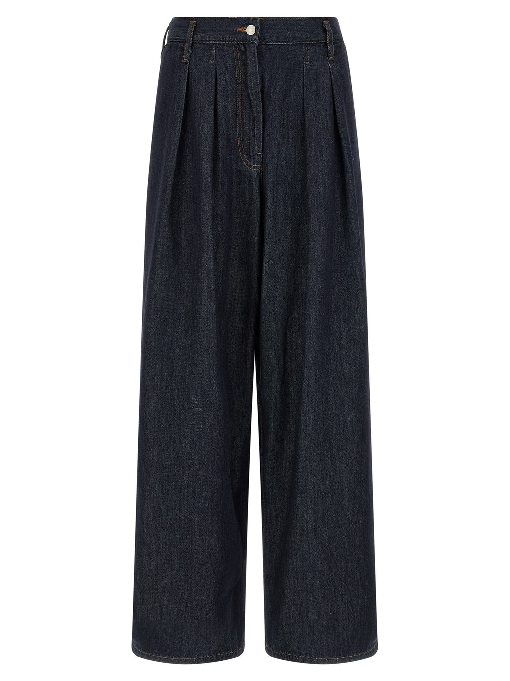 Pamplona Blue Cotton Canvas Wide-Leg Jeans