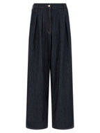 Pamplona Blue Cotton Canvas Wide-Leg Jeans