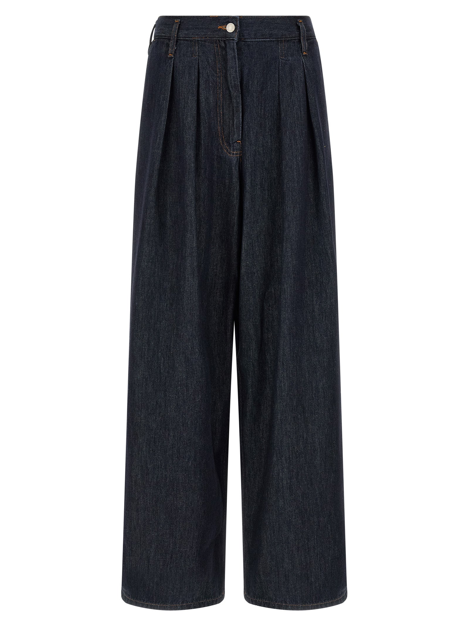 Pamplona Blue Cotton Canvas Wide-Leg Jeans