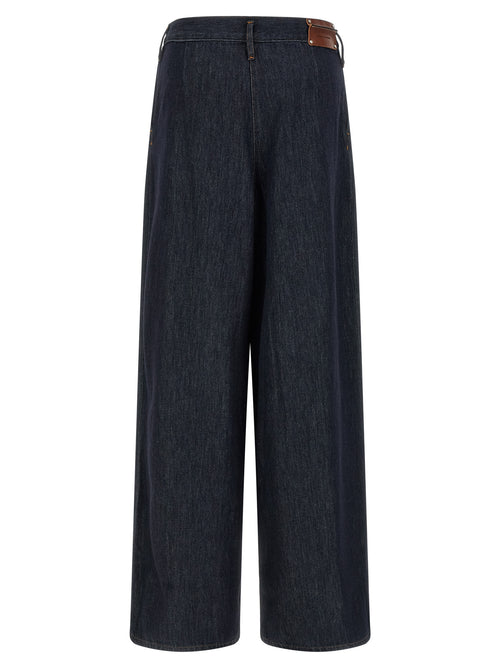 Pamplona Blue Cotton Canvas Wide-Leg Jeans