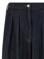 Pamplona Blue Cotton Canvas Wide-Leg Jeans