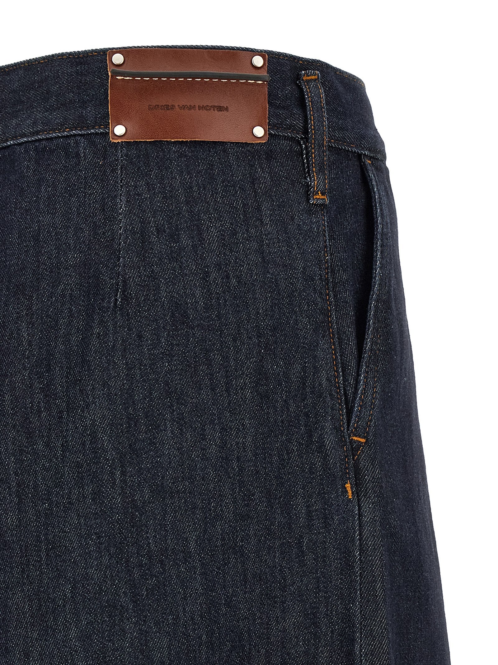 Pamplona Blue Cotton Canvas Wide-Leg Jeans