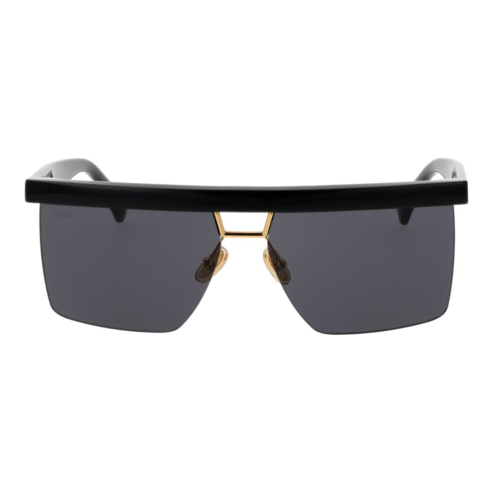 Black Stainless Steel Rectangle Sunglasses