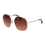 Rose Gold Metal Full-Rim Sunglasses Pink Gradient Lenses