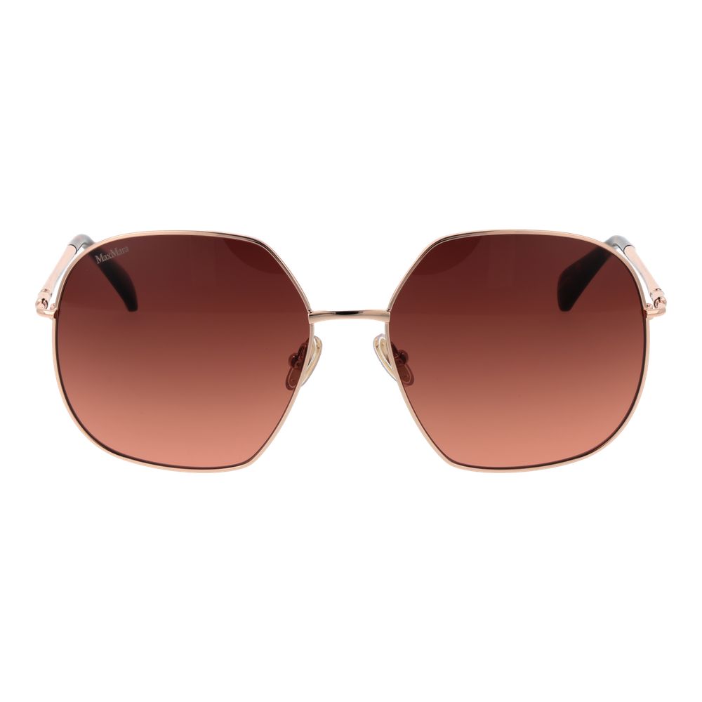 Rose Gold Metal Full-Rim Sunglasses Pink Gradient Lenses