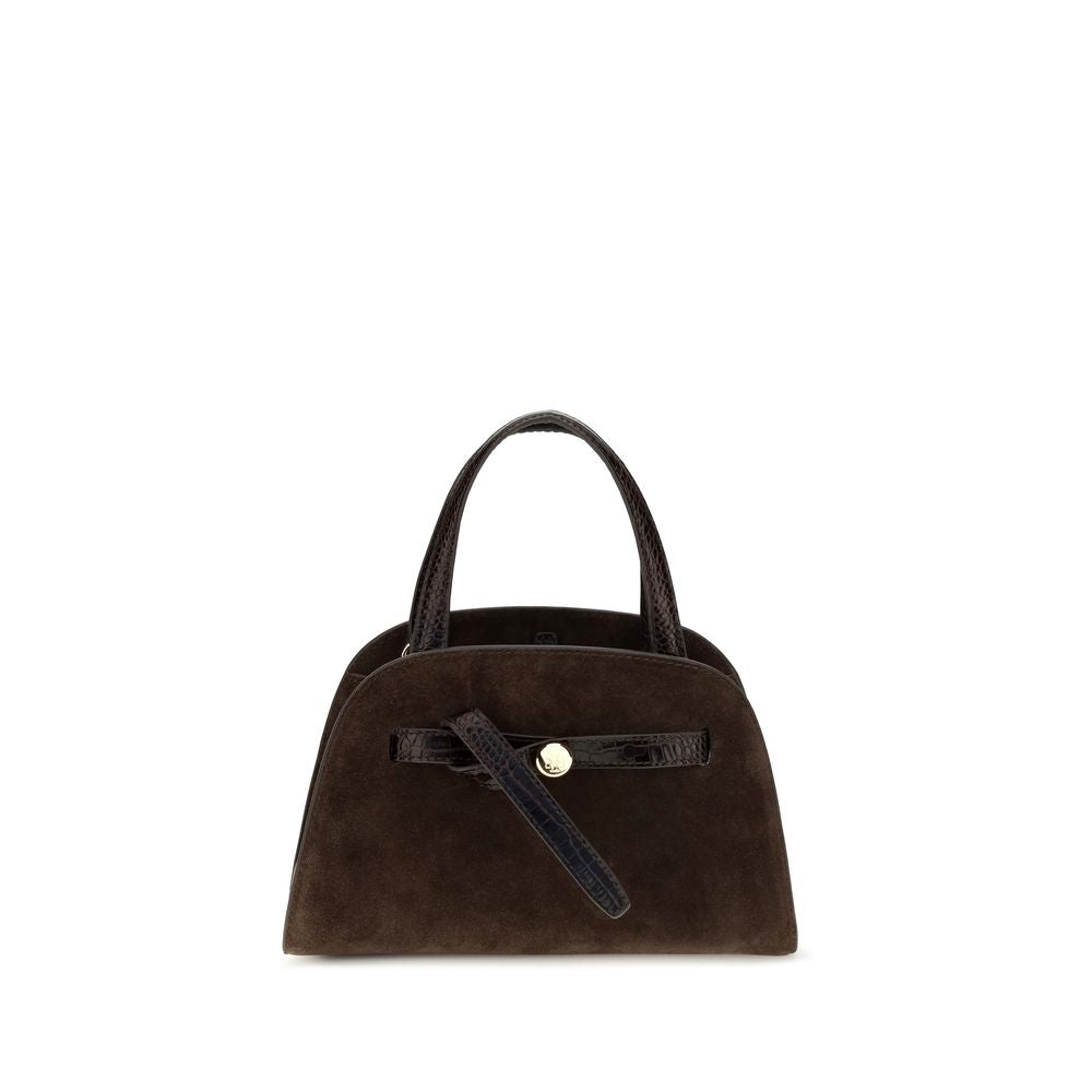 Small Brown Suede Romy Barrel Bag
