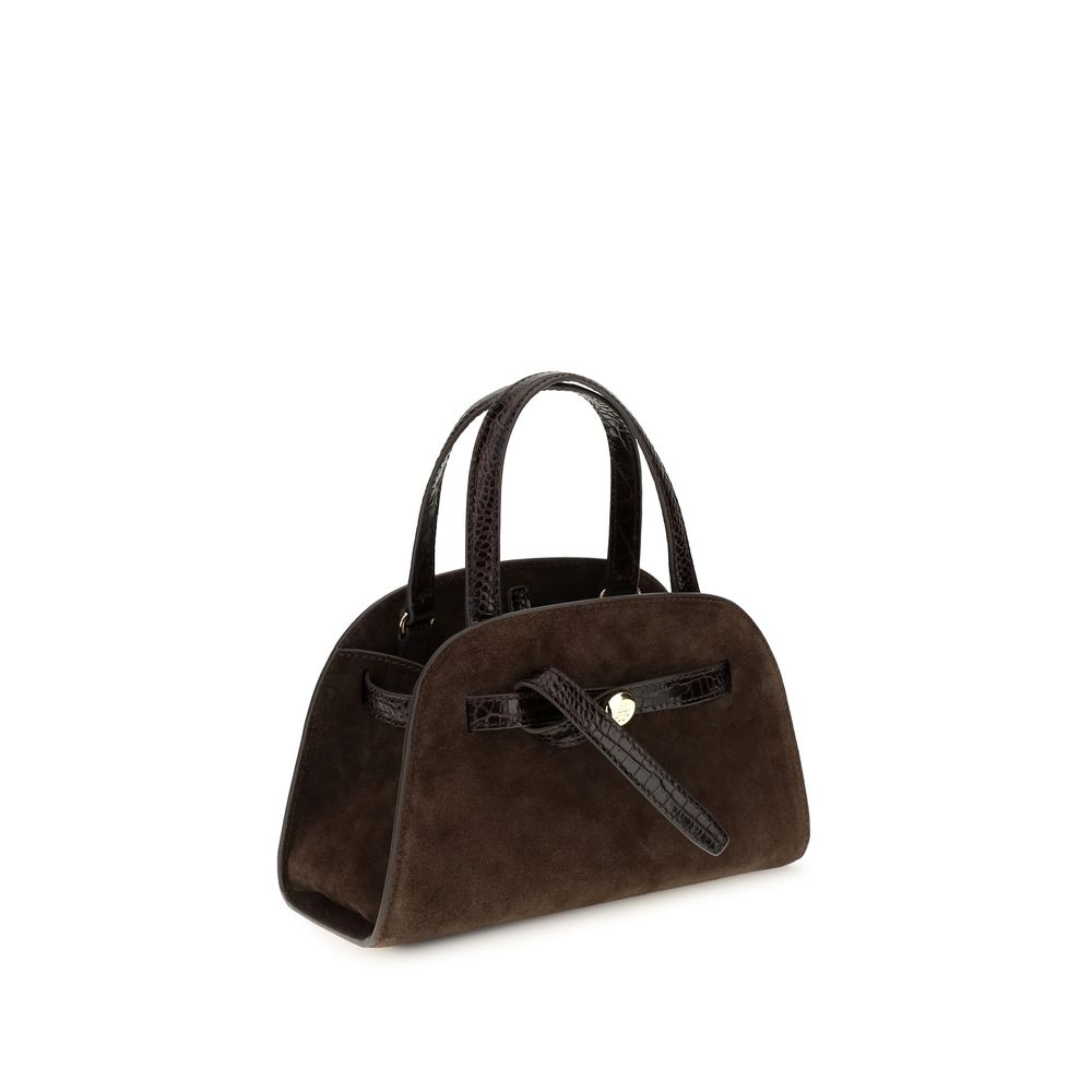 Small Brown Suede Romy Barrel Bag