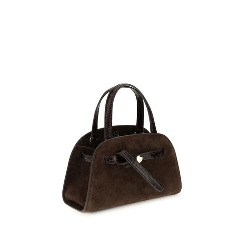 Small Brown Suede Romy Barrel Bag