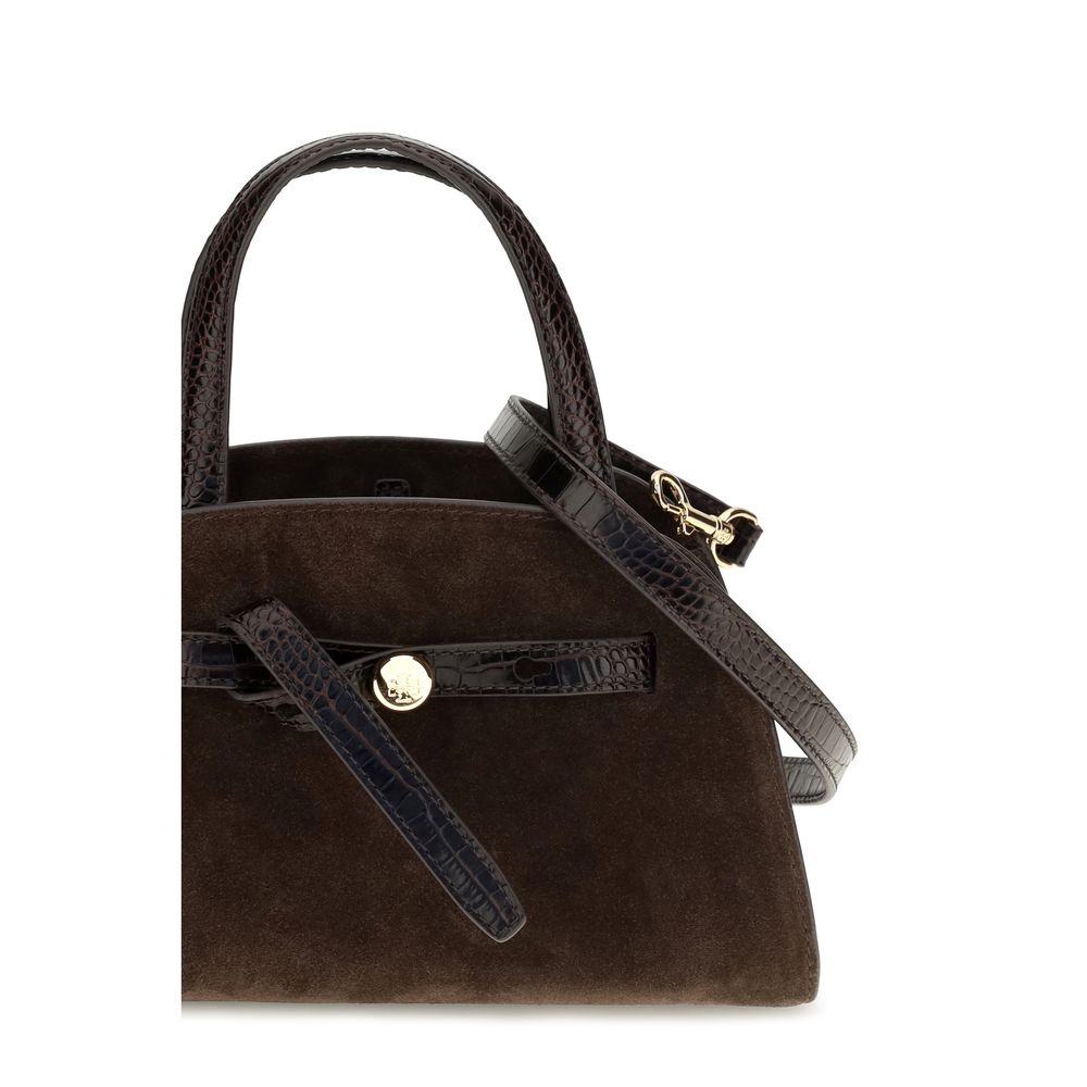 Small Brown Suede Romy Barrel Bag