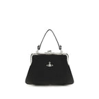 Black Polyurethane Granny Handbag