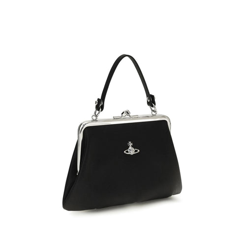 Black Polyurethane Granny Handbag