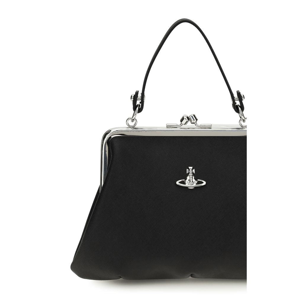 Black Polyurethane Granny Handbag
