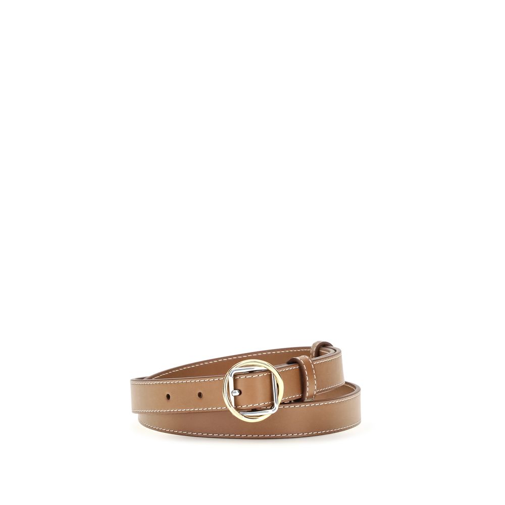 Beige Calf Leather Thin Belt