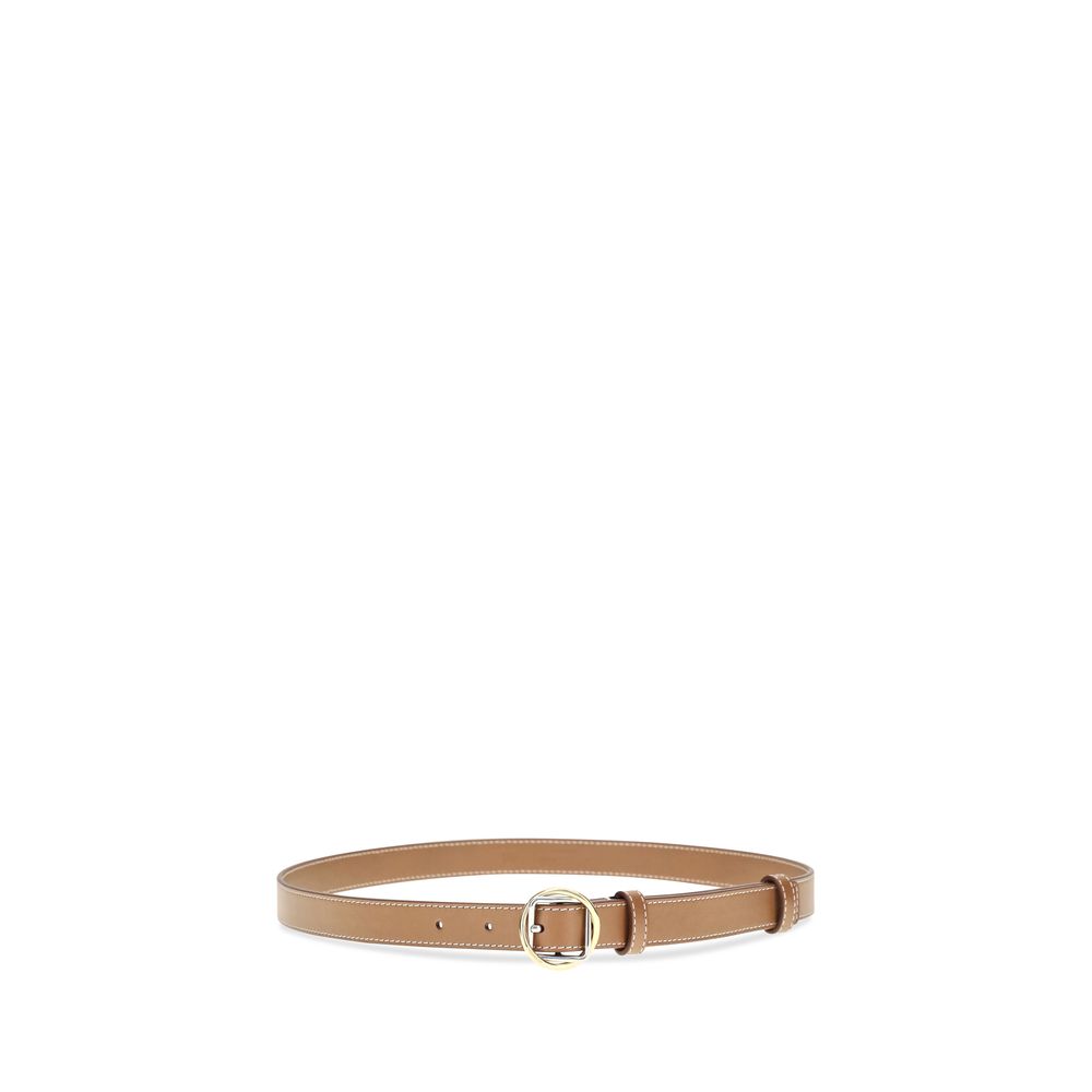 Beige Calf Leather Thin Belt