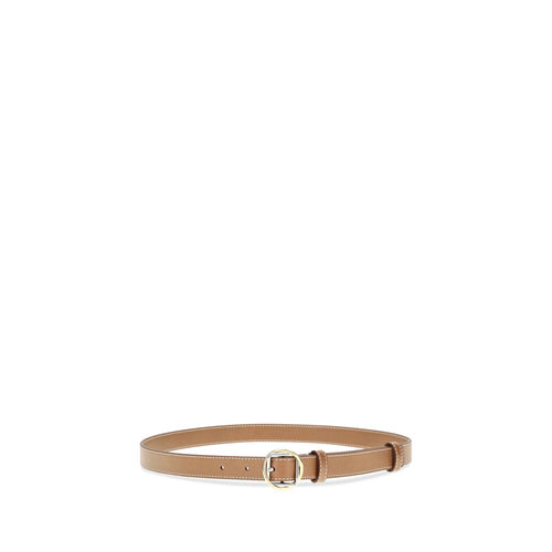 Beige Calf Leather Thin Belt