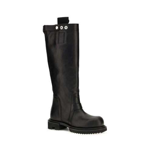 Black Calf Leather Knee-High Boots