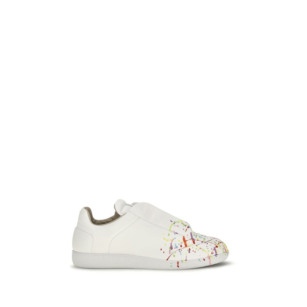 White Calf Leather Low-Top Sneakers