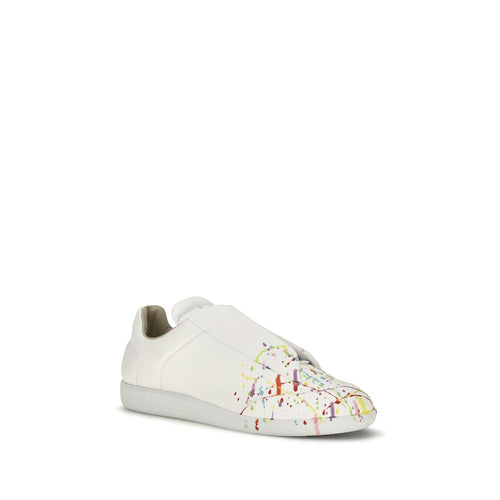 White Calf Leather Low-Top Sneakers
