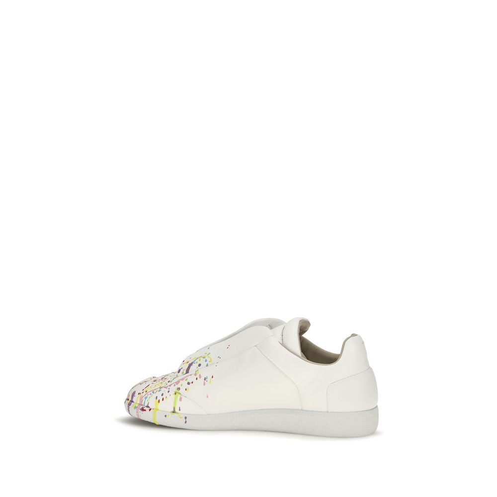 White Calf Leather Low-Top Sneakers