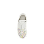 White Calf Leather Low-Top Sneakers