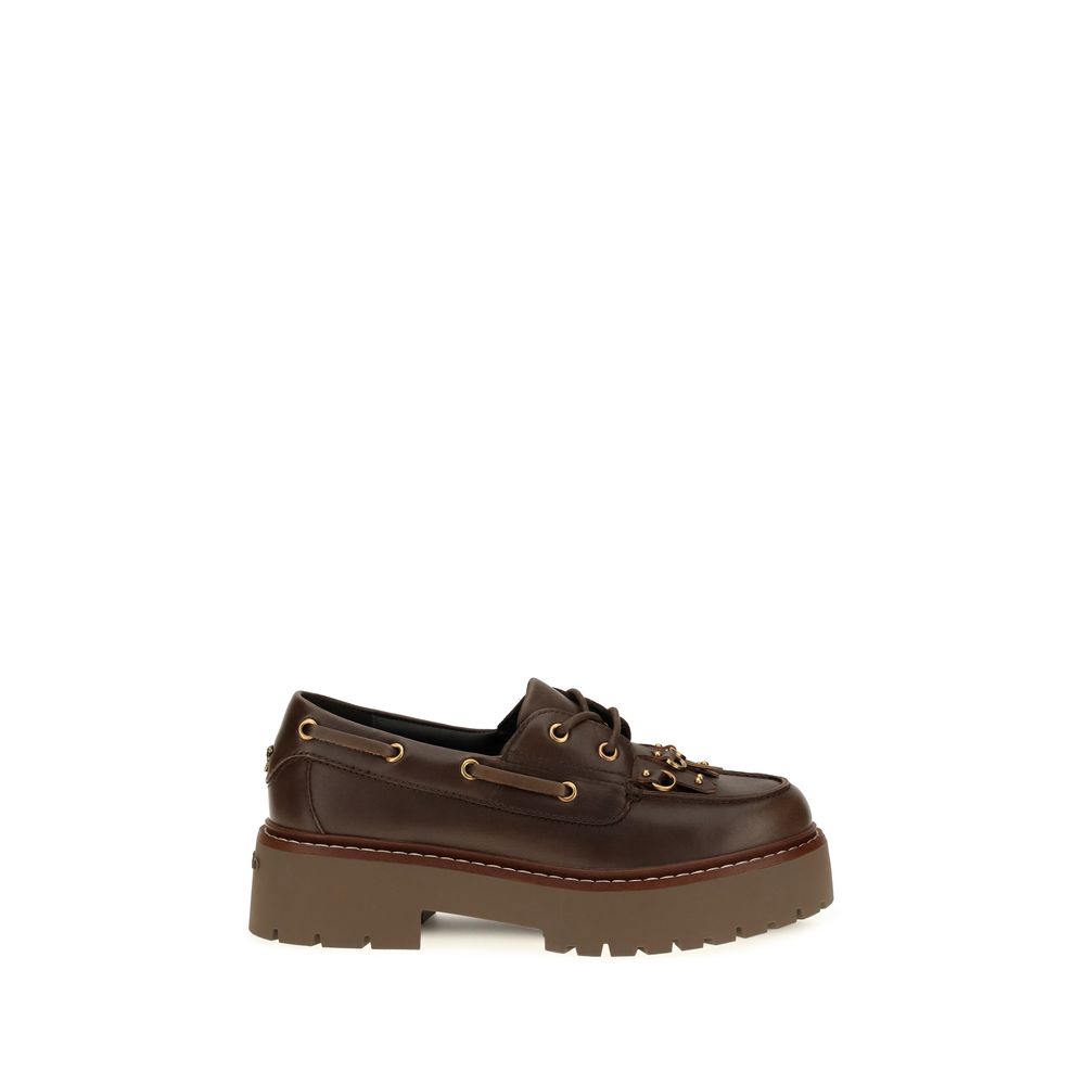 Brown Calf Leather Margaret 01 Platform Loafers